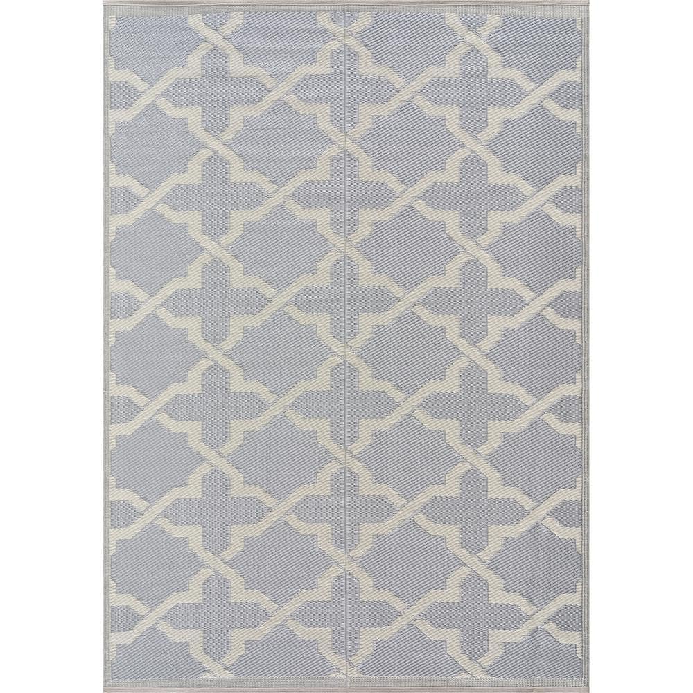 Beverly Rug Lightweight Trellis Gray/White 8 ft. x 10 ft. Reversible Plastic Indoor/Outdoor Area Rug, Gray / White Beverly Lightweight Trellis Reversible Plastic Indoor/Outdoor Area Rug is available in black/white and blue/white and gray/white colored designs and comes in different sizes; area rug 4 ft. x 6 ft. (3 ft. 11 in. x 5 ft. 11 in.), 5 ft. x 8 ft. (5 ft. 3 in. x 7 ft. 6 in.), area rug 6 ft. x 9 ft. (5 ft. 9 in. x 8 ft. 9 in.), area rug 8 ft. x 10 ft. (7 ft. 10 in. x 10 ft.) and large area rug 10 ft. x 13 ft. (9 ft. 10 in. x 13 ft.). You can use our rugs wherever needed; e.g. indoors and outdoors such as living room, dining room, bedroom, children playroom, laundry room, offices, patios, picnic areas and camping areas. These fade resistant indoor rugs cannot only offer durability and long-lasting usage but also made up an easy - clean breathable material. The vibrant colors will not fade in the sun. This trellis rug is perfect for your inside/outside home decor. Color: Gray / White.