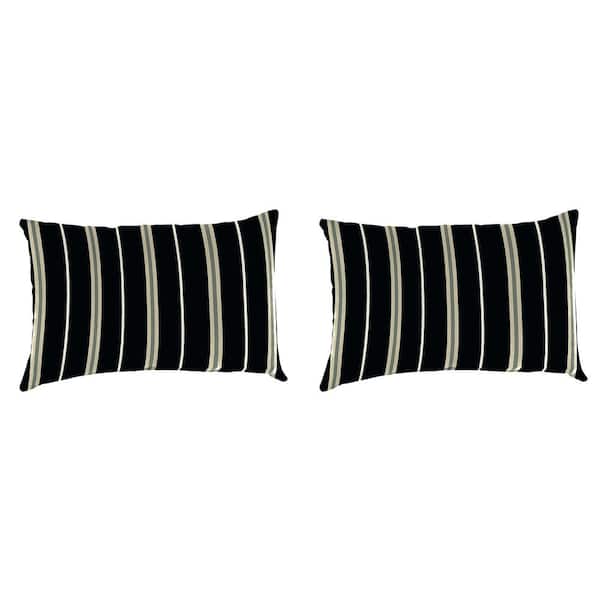 Jordan Manufacturing 18 in. L x 12 in. W x 4 in. T Outdoor Lumbar Throw Pillow in Platt Ink (2-Pack)