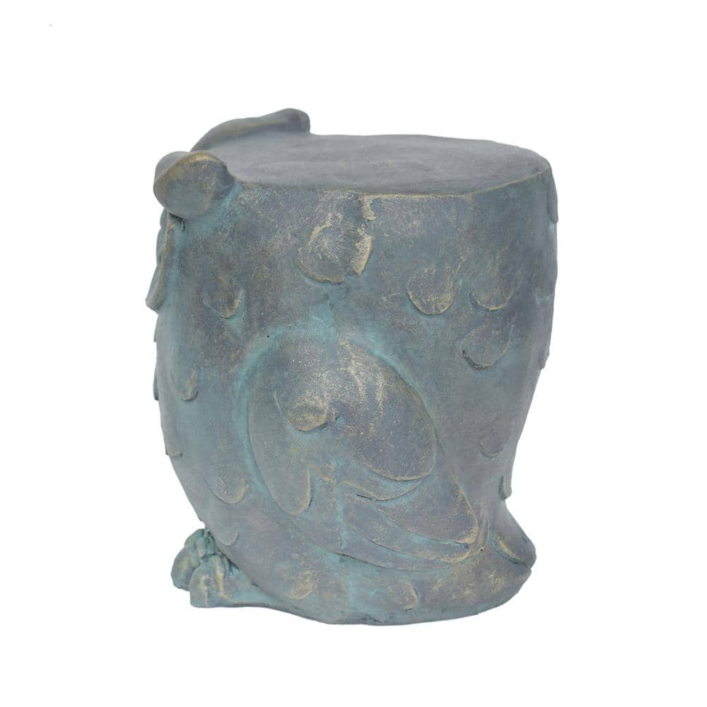 Gold Patina 12.5" Owl Garden Stool in Lightweight Concrete
