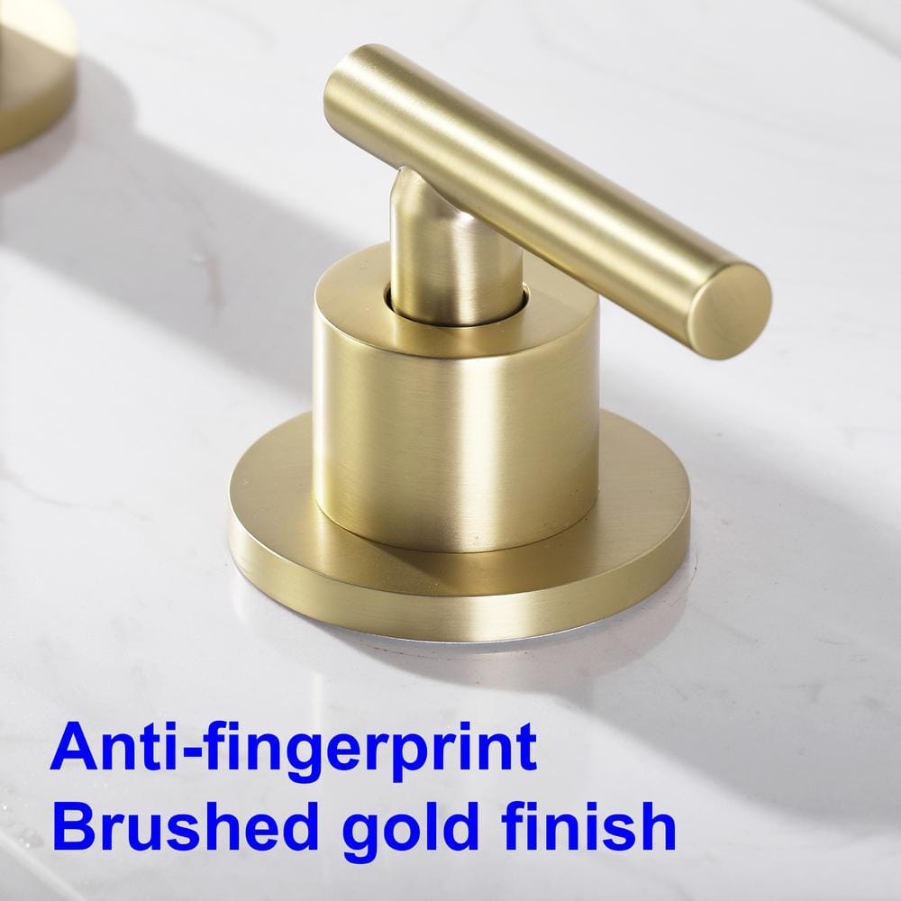 Brushed Gold Solid Brass Widespread Bathroom Faucet