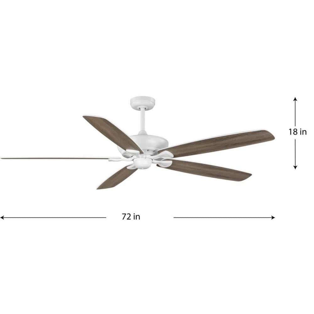 Kennedale 72" Satin White Ceiling Fan with Reversible Driftwood Blades