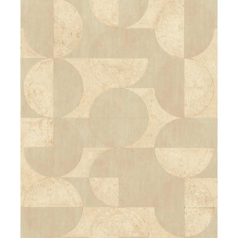Light Brown Geometric Circles and Rectangles Non-Woven Wallpaper