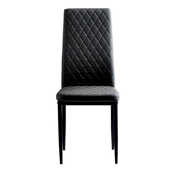 Angel Sar Black Pu Leather Dining, Leather Dining Chairs Set Of 4 Black