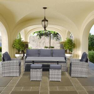 6-Piece PE Rattan Outdoor Patio Conversation Sofa and Table Set with Cushions Best Choice Gray