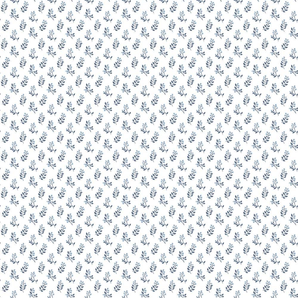 Vintage Floral Bud Blue Navy Matte Finish Non-Woven Paper Non-Pasted Wallpa