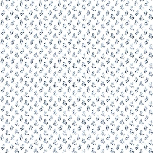 Unbranded Vintage Floral Bud Blue Navy Matte Finish Non-Woven Paper Non-Pasted Wallpaper Roll