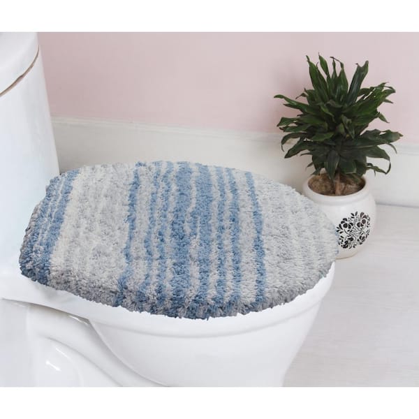 HOME WEAVERS INC 100% Cotton Gradiation Collection Machine Washable 18x18 Toilet Lid Cover, Blue