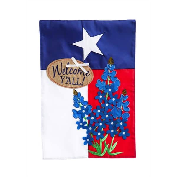 Evergreen 12.5 in. x 18 in. Texas Blue Bonnets Garden Applique Flag