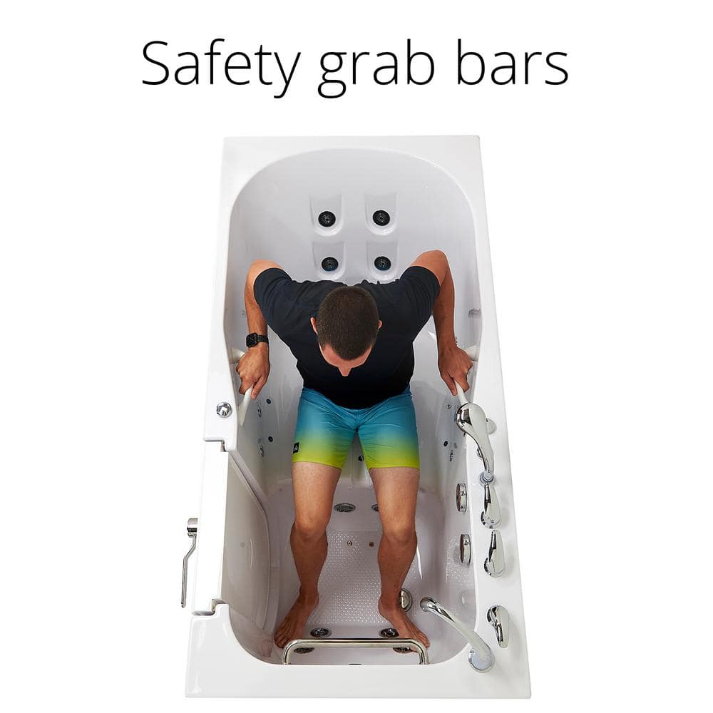 72'' x 36'' White Acrylic Walk-In Bathtub with Hydro Massage