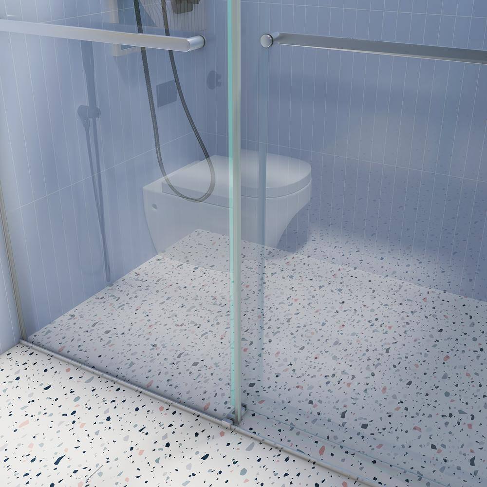48'' W x 76'' H Chrome Frameless Double Sliding Shower Door