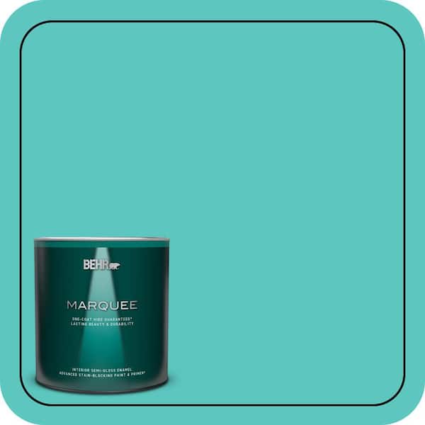 BEHR MARQUEE 1 qt. #490B-4 Sea Life Semi-Gloss Enamel Interior Paint & Primer