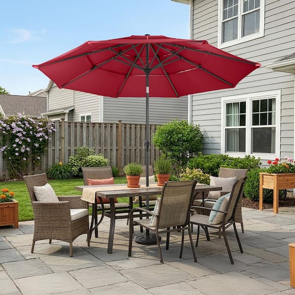 10 ft patio umbrella red Formosa Covers Cantilever Supported Bar 8 Rib Replacement Canopy one_size and everyday wear Latitude Run Outdoor Patio Umbrella