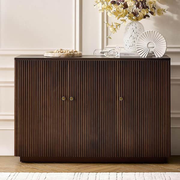 JAYDEN CREATION Lucy Walnut 48 in. Wide 3 door Wood Sideboard with