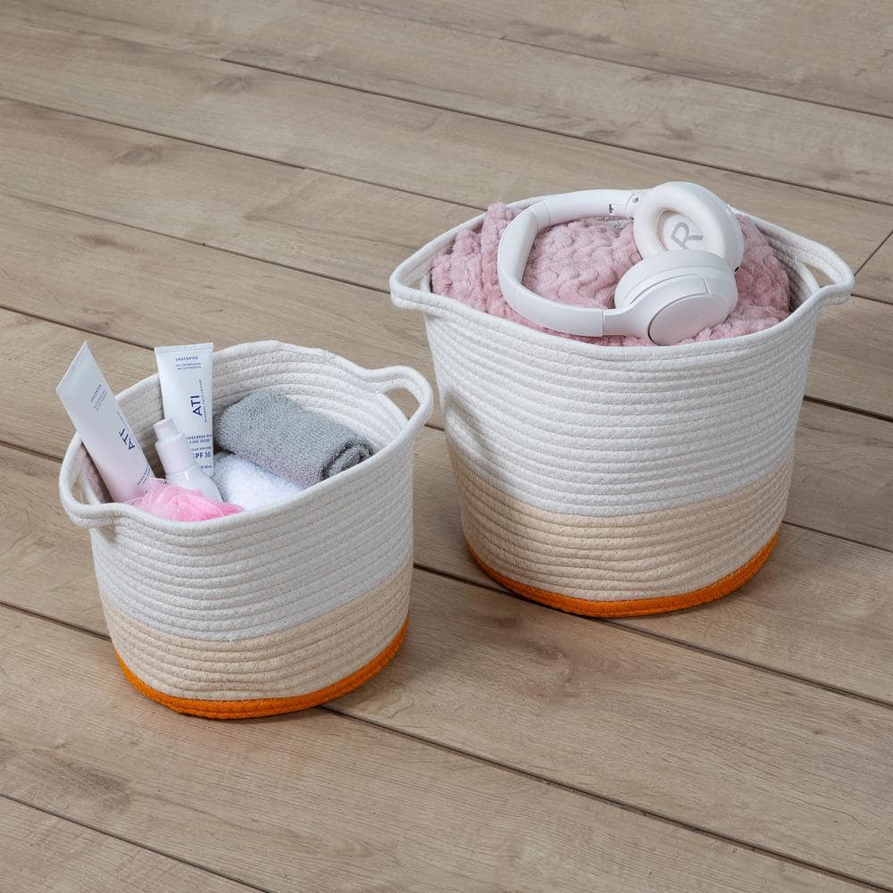 Yellow Ombre Nesting Cotton Rope Decorative Baskets (Set of 2))