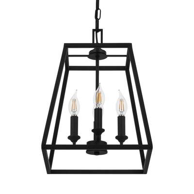 Knightley 4-Light Caged Matte Black Pendant Island Hanging Light, Industrial Farmhouse Kitchen Lighting