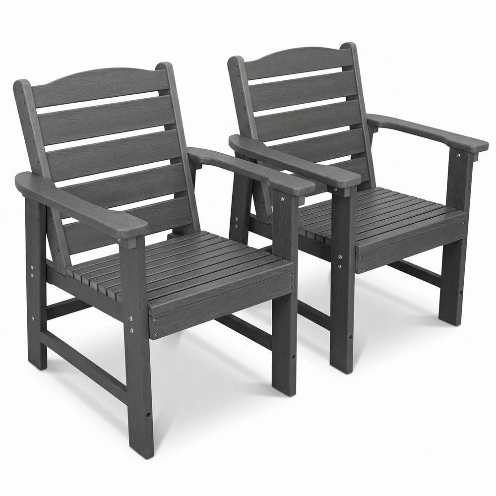 2-Piece HDPE Outdoor Dining Chair with Ladder Back and Deep Seat, Heavy-Duty 600 lb, for Patio, Garden & Yard, Gray price history on PriceWatchPro