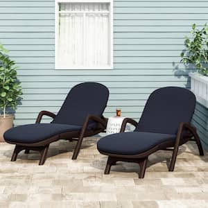 Primrose 28 in. x 36.0 in. Outdoor Chaise Lounge Cushion in Navy Blue (Set of 2)