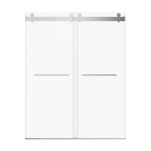 72 in. W x 76 in. H Double Sliding Frameless Shower Door in Chrome with 3/8 in. (10 mm) SGCC Tempered Glass and Buffer