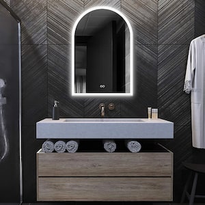 24 in. W x 36 in. H Arched Frameless LED Light Wall Anti-Fog Bathroom Vanity Mirror