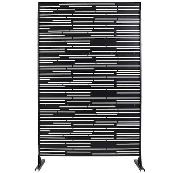 6.3 ft. x 4 ft. Black Outdoor Steel Decorative Privacy Screen, Indoor Metal Privacy Fence Panel