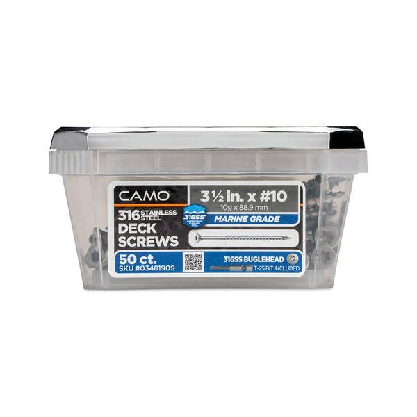 CAMO 3-1/2 in. #10 316 Stainless Steel Premium Star Drive Bugle-Head Deck Screws (50-Count)
