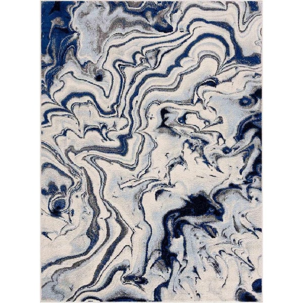 Glendon Blue/Charcoal/Teal 2 ft. x 3 ft. Area Rug