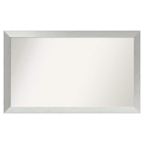 Amanti Art Brushed Sterling Silver 48 in. x 29 in. Custom Non-Beveled Wood Framed Bathroom Vanity Wall Mirror