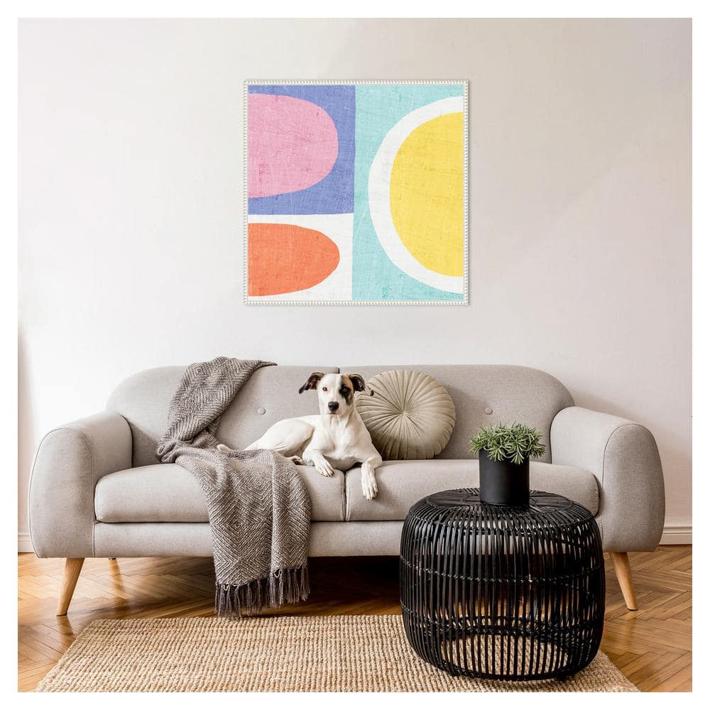 Pastel II Abstract Canvas Art with White Floater Frame