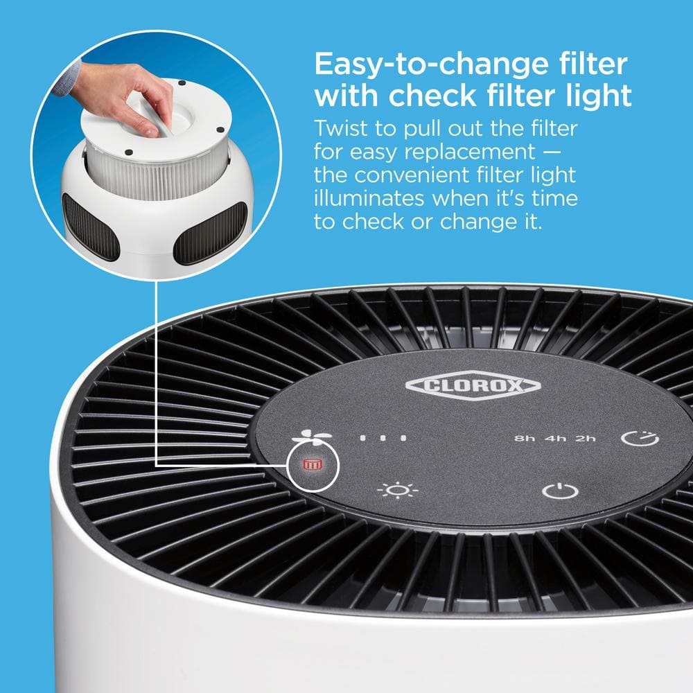 White Tabletop True HEPA Air Purifier with Touch Controls