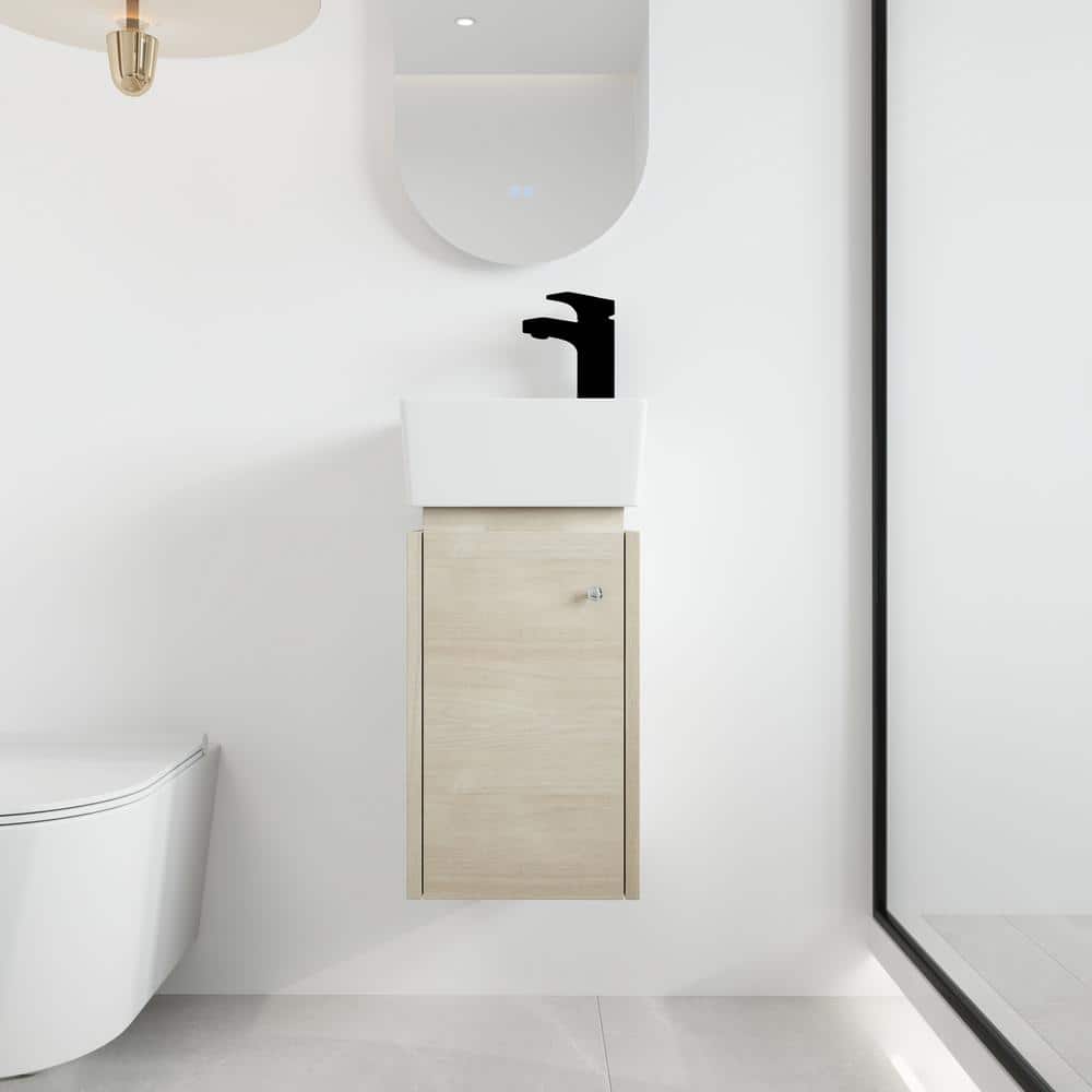 12 in. W x 12 in. D x 24.1 in. H Light Brown Wall Mounted Corner Single Bat
