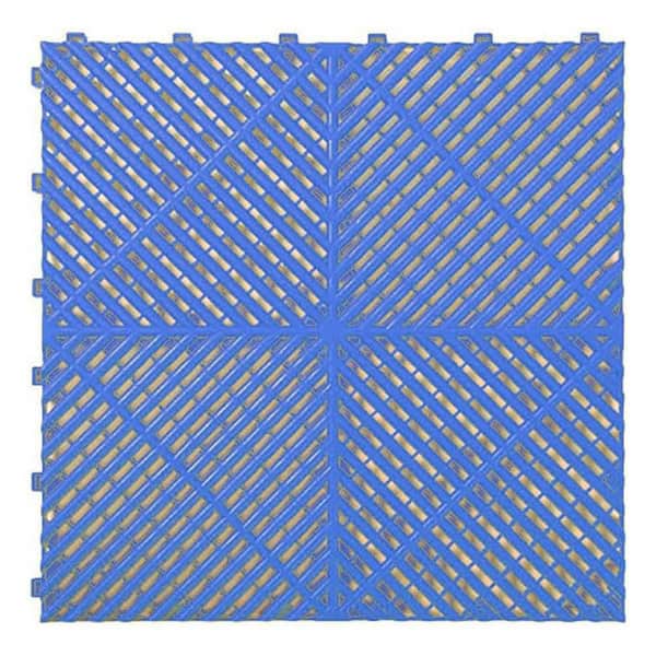 FIROMO 15 in. x 15 in. Blue Plastic Waterproof Cobblestone Pattern Interlocking Floor, Patio Deck Tile (40 Pack)