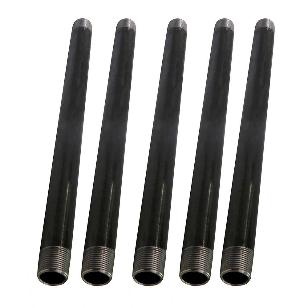 The Plumber's Choice 1 in. x 2 ft. Black Steel Pipe (5Pack) 1024PBLN