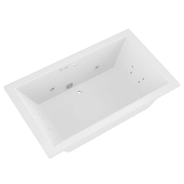 Sapphire Series 72 in. x 42 in. Rectangular Whirlpool Bathtub with Center Drain and V-Style Back Jets in Glossy White