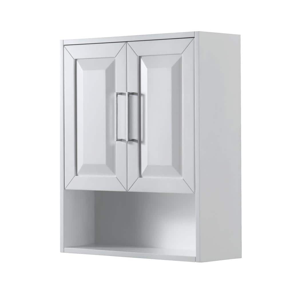 Daria 25 in. W x 9 in. D x 30 in. H Bathroom Storage Wall Cabinet in White with Polished Chrome Trim price history on PriceWatchPro