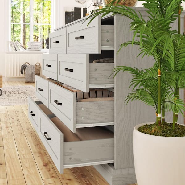 Drawer アルパカ混 フリンジ ベスト Penny Six Drawer White Ash Dresser in Buff Cream