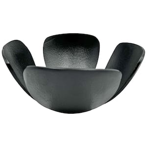 9 in. Decorative Aluminum Clover Bowl in Black