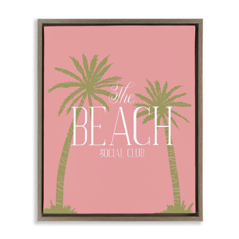 Pink Beach Social Club by Hey Bre! Creative Studio Brown Floater Frame Typography Graphic Art Print 31 in. x 25 in. price history on PriceWatchPro