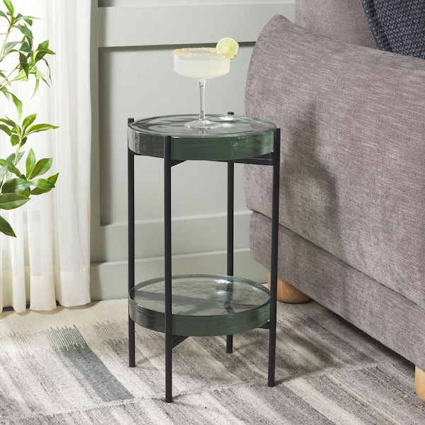 SAFAVIEH Noham 12 in. Clear Round Glass End Table