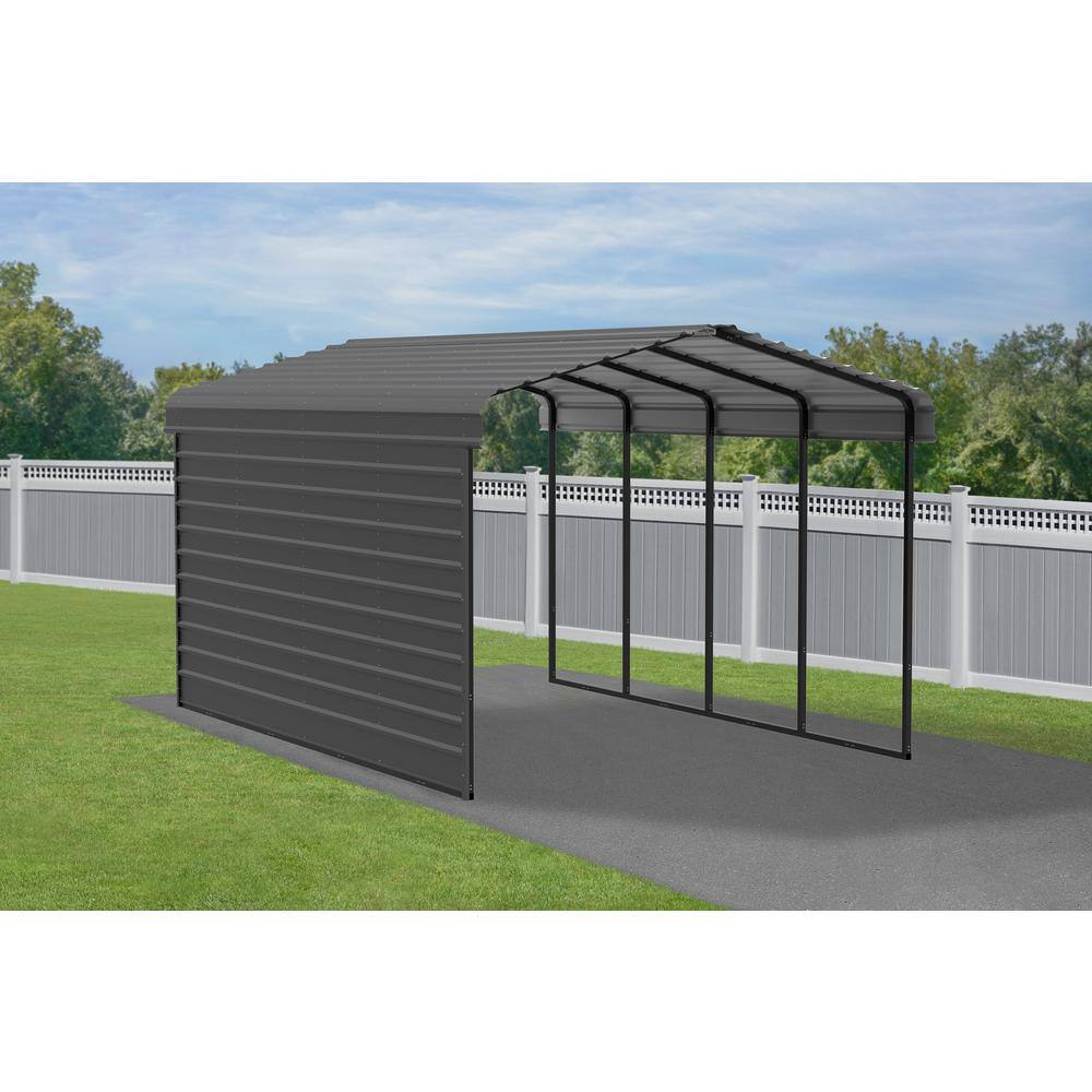 12' x 20' Charcoal Steel Carport Kit with Enclosure