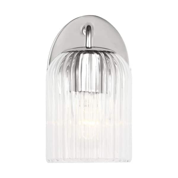Generation Lighting - Eisele 5 in. W x 8 in. H 1-Light Chrome Dimmable Wall Sconce with No Bulb Included