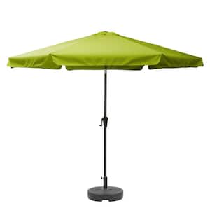 10 ft. Steel Market Round Tilting Patio Umbrella and Base in Lime Green
