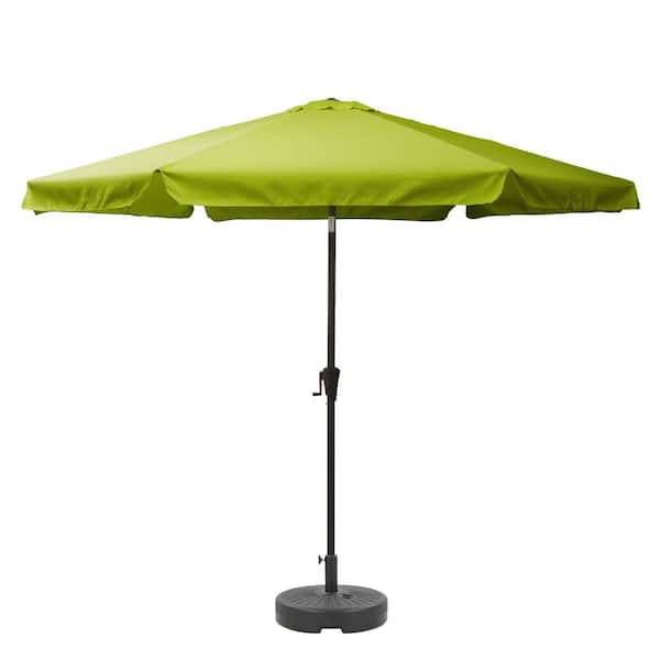 CorLiving 10 ft. Steel Market Round Tilting Patio Umbrella and Base in Lime Green