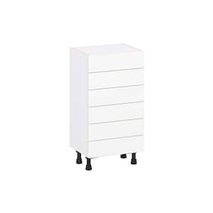 Timberline 18 in. W x 14 in. D x 34.5 in. H Assembled Slab Drawer Base Kitchen Cabinet in Bright White with 6-Drawers