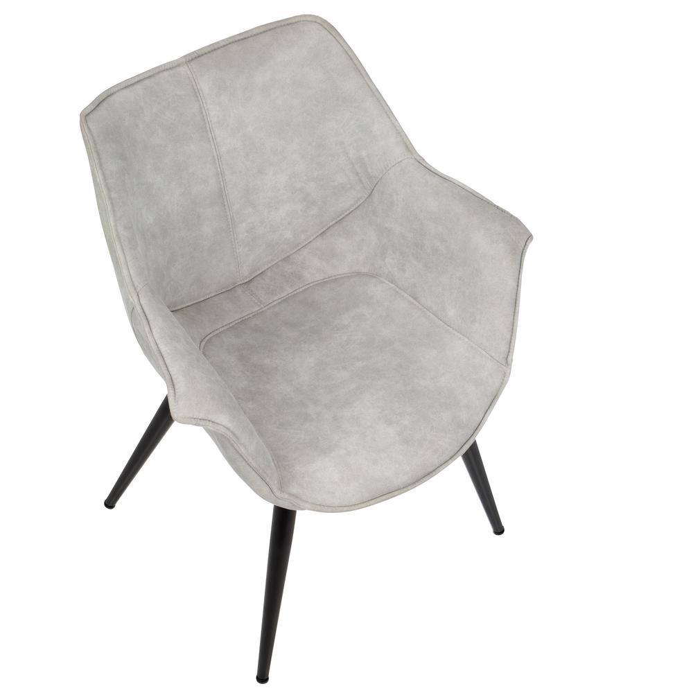 Light Grey Polyester Wingback Accent Chairs with Black Metal Legs, Set of 2