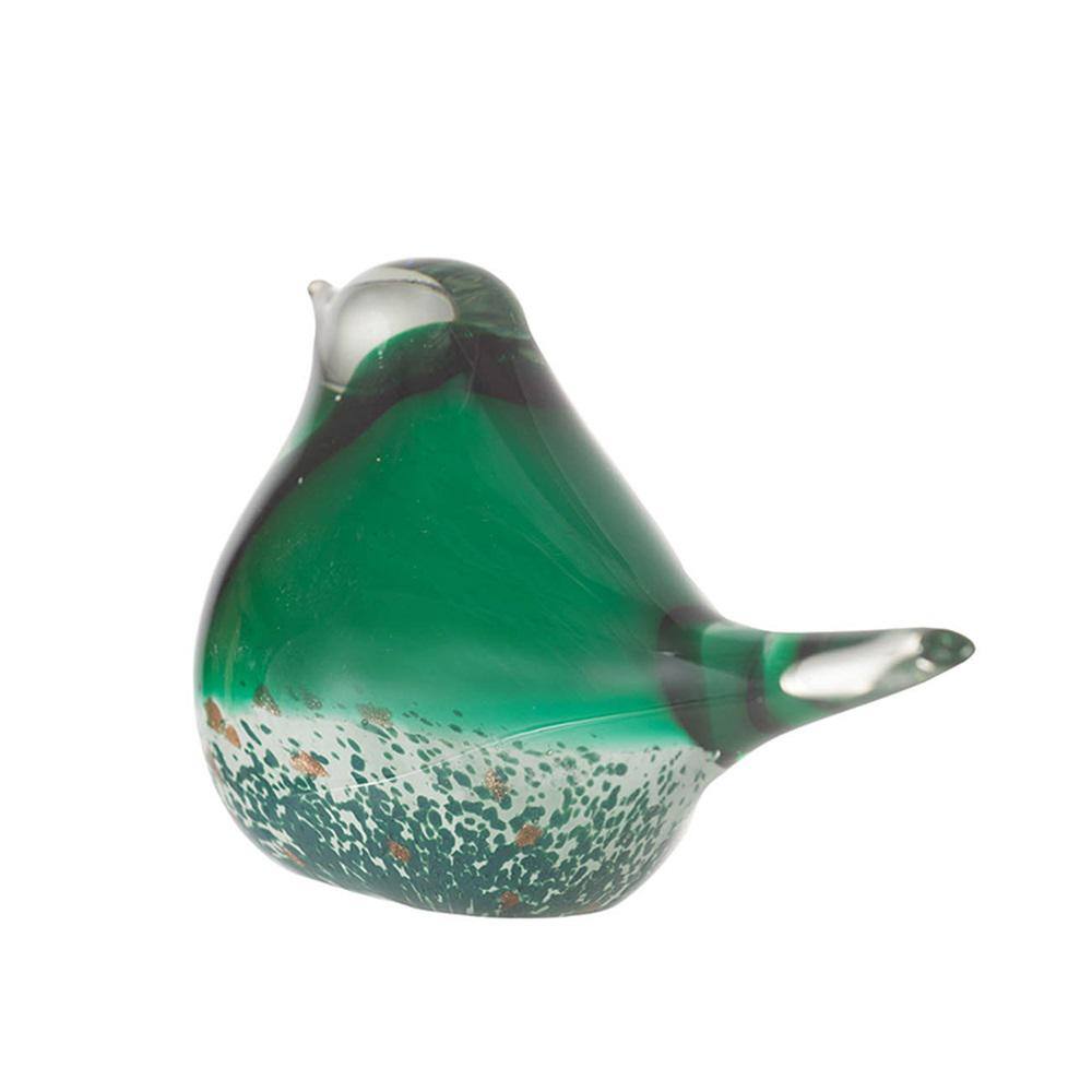 Elegant Green Glass Bird Figurines Set