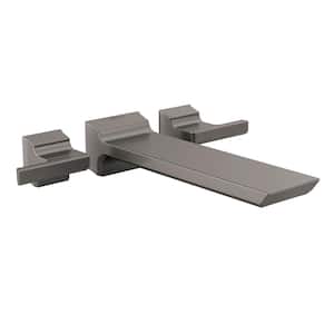 Pivotal 2-Handle Wall-Mount Roman Tub Faucet Filler Trim Kit in Lumicoat Black Stainless (Valve Not Included)