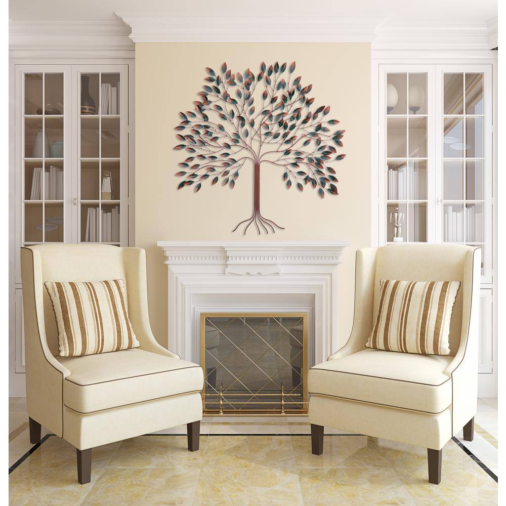 Handcrafted Multicolor Metal Tree of Life Wall Sculpture