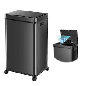 CozyBlock 18 Gal. Black Steel Automatic Trash Can, Touchless Motion Sensor Bin, Soft Close Lid, 68 l, Large Capacity