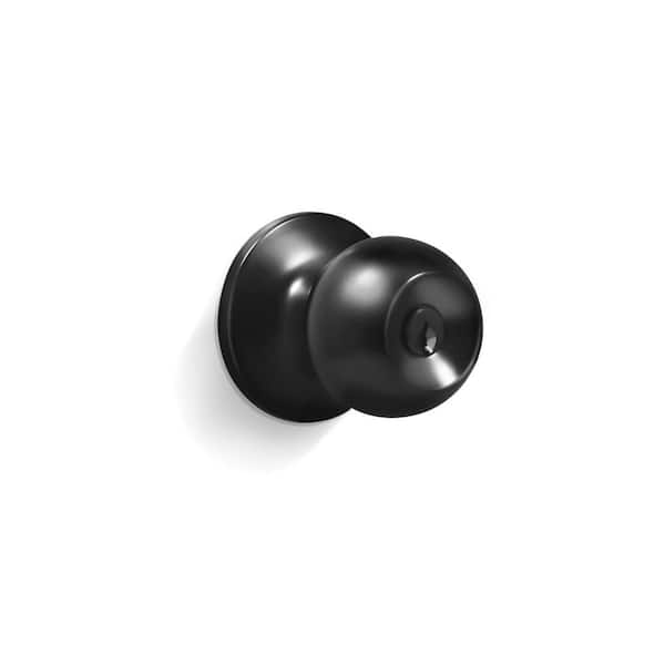 Premier Lock Matte Black Entry Door Knob with 2 KW1 Keys
