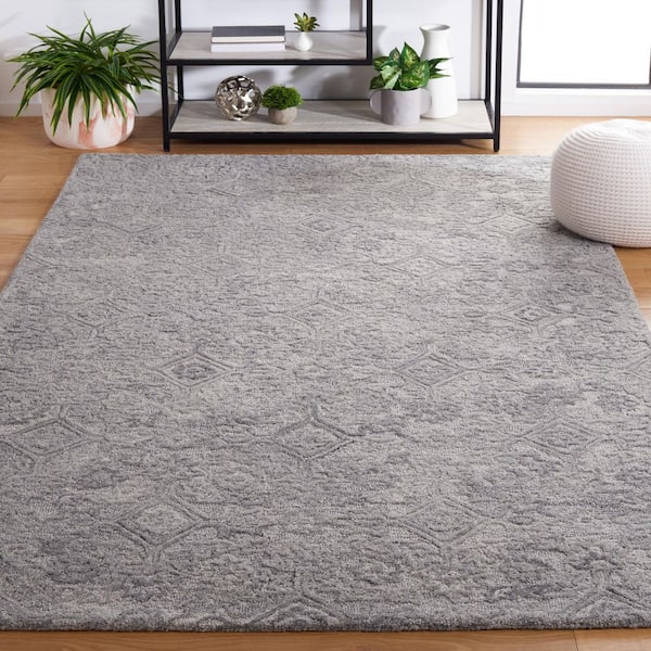 Metro 8 ft. x 10 ft. Gray Distressed Floral Area Rug